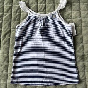 Carter's Navy & White Striped Tank Top with Ruffle Straps